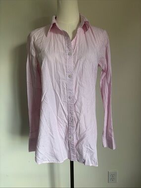 GAP Pink and White Striped Button-Down Shirt